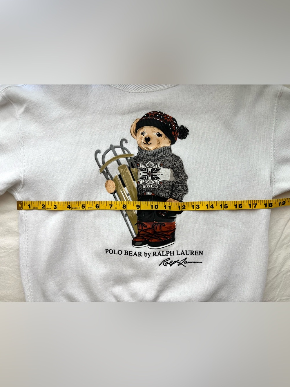 Polo Ralph Lauren Sled Polo Bear Sweatshirt White Size Medium - Picture 9 of 10